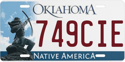 OK license plate 749CIE