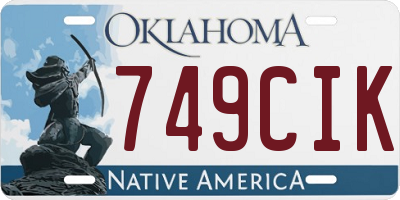 OK license plate 749CIK