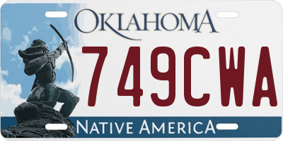 OK license plate 749CWA
