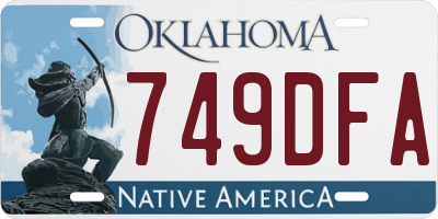OK license plate 749DFA
