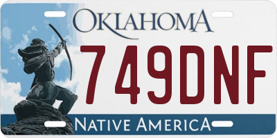 OK license plate 749DNF