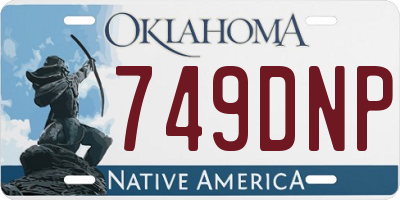 OK license plate 749DNP