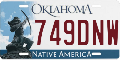 OK license plate 749DNW