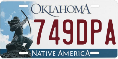 OK license plate 749DPA