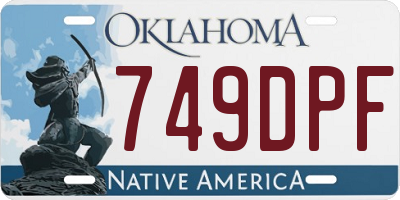 OK license plate 749DPF