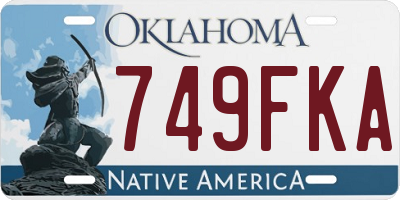 OK license plate 749FKA