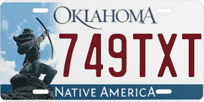 OK license plate 749TXT