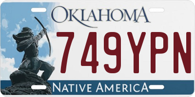 OK license plate 749YPN