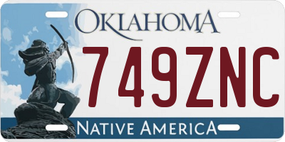 OK license plate 749ZNC