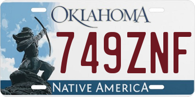 OK license plate 749ZNF