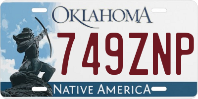 OK license plate 749ZNP