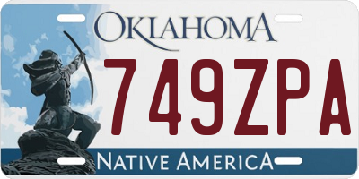 OK license plate 749ZPA