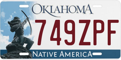 OK license plate 749ZPF