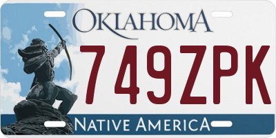 OK license plate 749ZPK