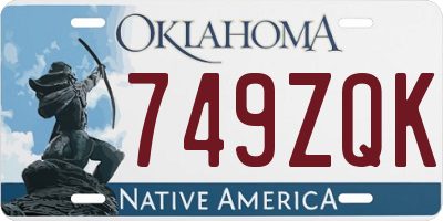 OK license plate 749ZQK