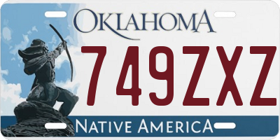 OK license plate 749ZXZ