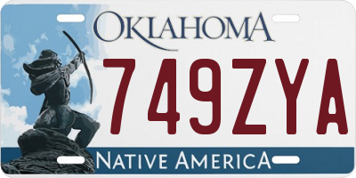 OK license plate 749ZYA