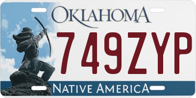 OK license plate 749ZYP