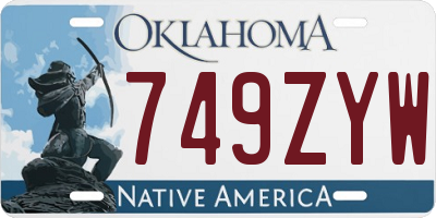 OK license plate 749ZYW