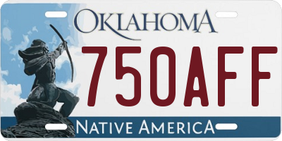 OK license plate 750AFF