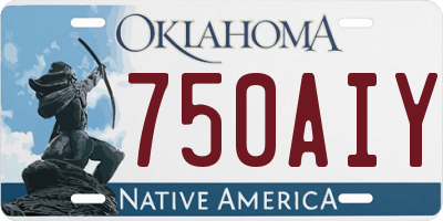 OK license plate 750AIY