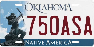 OK license plate 750ASA
