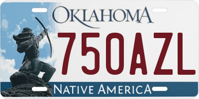 OK license plate 750AZL