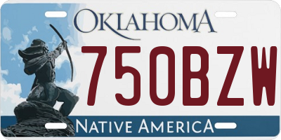OK license plate 750BZW