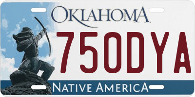 OK license plate 750DYA