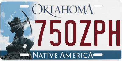 OK license plate 750ZPH