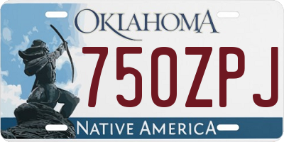 OK license plate 750ZPJ