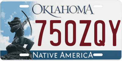 OK license plate 750ZQY