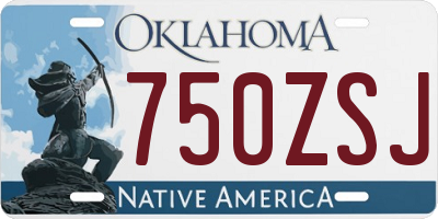 OK license plate 750ZSJ