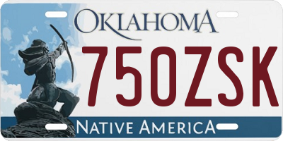 OK license plate 750ZSK