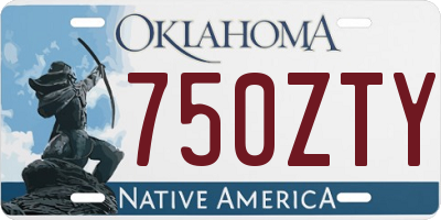 OK license plate 750ZTY