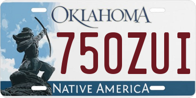 OK license plate 750ZUI