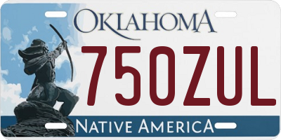 OK license plate 750ZUL