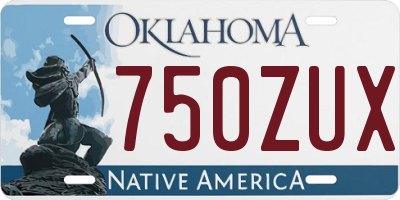 OK license plate 750ZUX