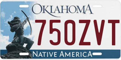 OK license plate 750ZVT