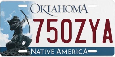 OK license plate 750ZYA
