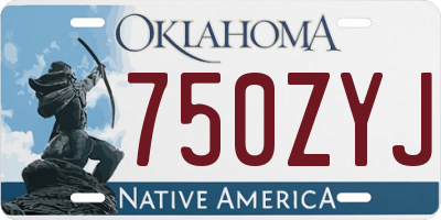 OK license plate 750ZYJ