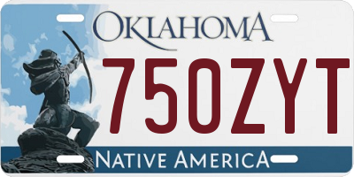 OK license plate 750ZYT