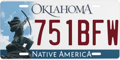 OK license plate 751BFW