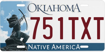 OK license plate 751TXT