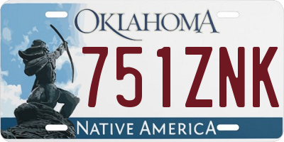 OK license plate 751ZNK