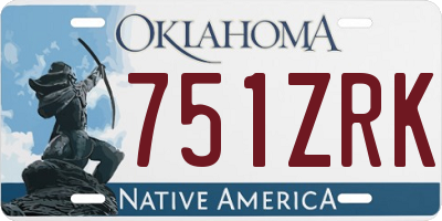 OK license plate 751ZRK