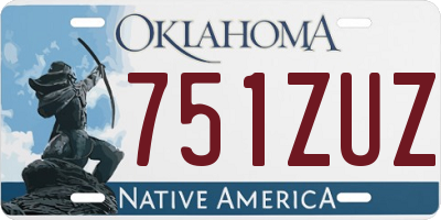 OK license plate 751ZUZ