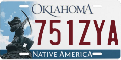 OK license plate 751ZYA