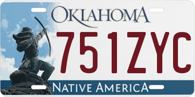 OK license plate 751ZYC