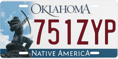 OK license plate 751ZYP